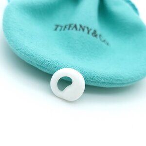 Tiffany & Co. Elsa Peretti White Chalcedony Carved 11"mm Eternal Circle Pendant